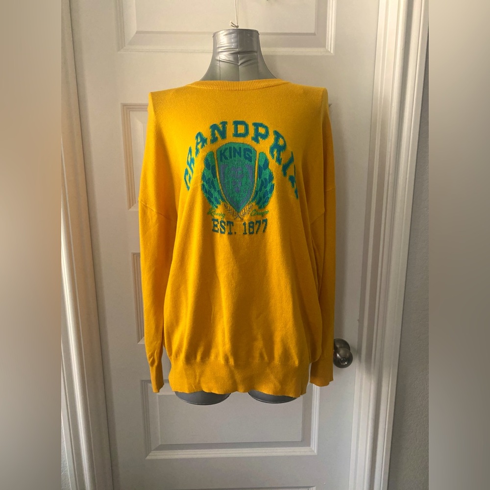 Forever 21 Grand Prix long sleeve sweater in yellow